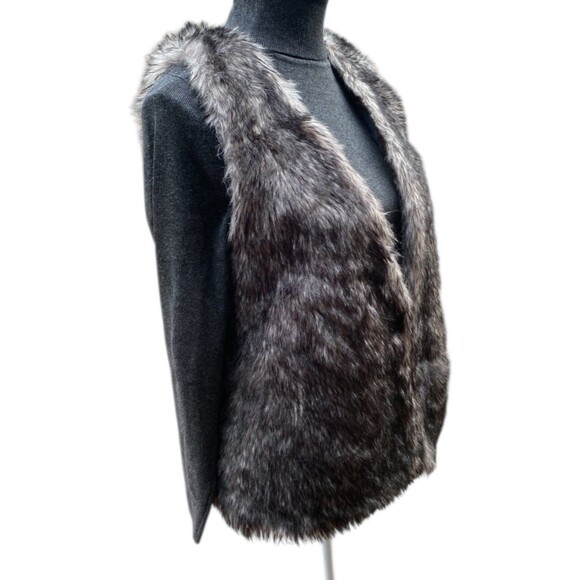 ZARA Kids Faux Fur Vest Black Gray Size 11/12 Fits Women’s Small Soft Plush Boho - Picture 5 of 12